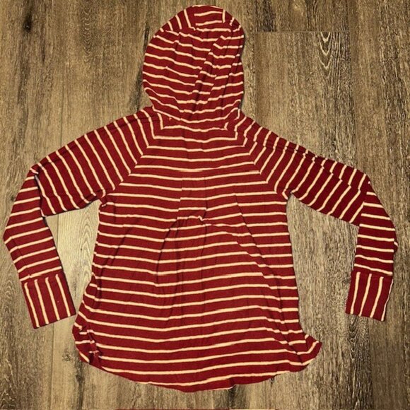 Roxy Juniors' Long Night Striped Hooded Top, Ruhbarb Basic Stripes Size Small S - Picture 5 of 5